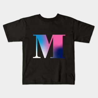 Capital Letter M Monogram Gradient Pink Blue White Kids T-Shirt